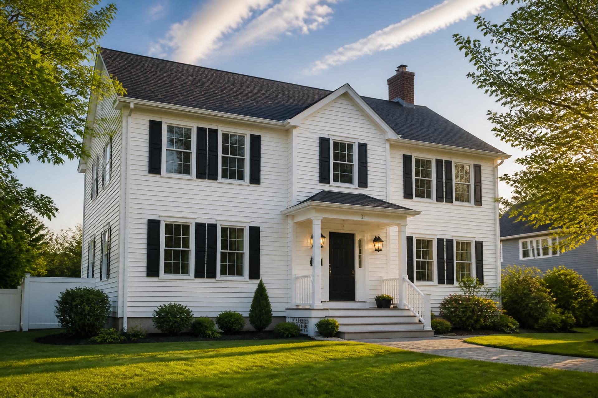 New England home with new roof, siding and gutters by E & K Remodeling